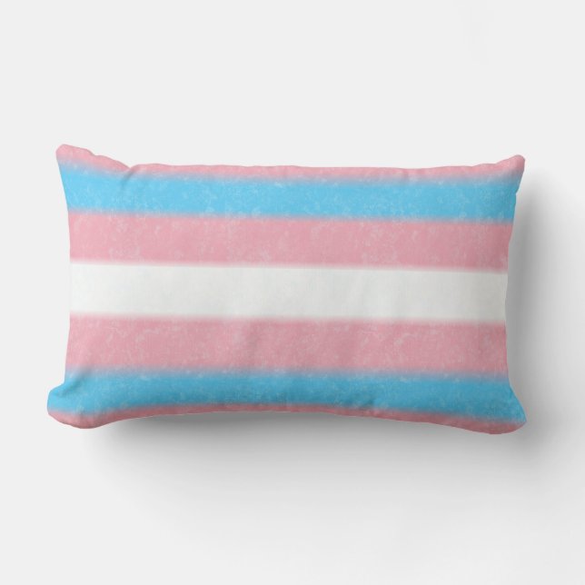 Soft-Edged Transgender Pride Flag Colours Stripes Lumbar Cushion (Front)