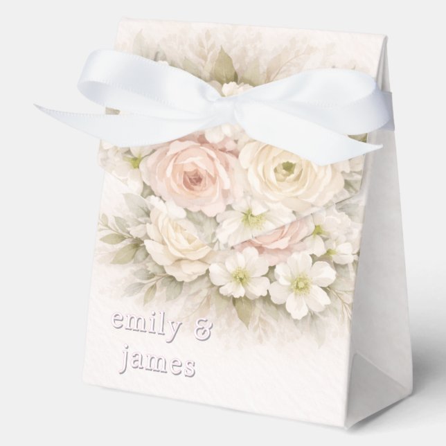 Soft Editorial Botanical Wedding Favour Box (Front)