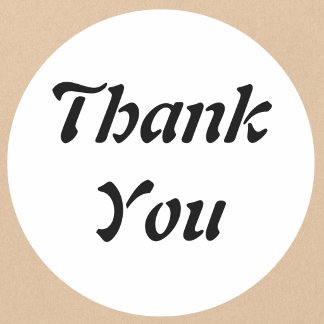 Soft Elegant Calligraphy Thank You Classic Round Sticker