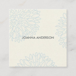 SOFT ELEGANT MINIMAL AQUA BLUE FLORAL PERSONALIZED SQUARE BUSINESS CARD