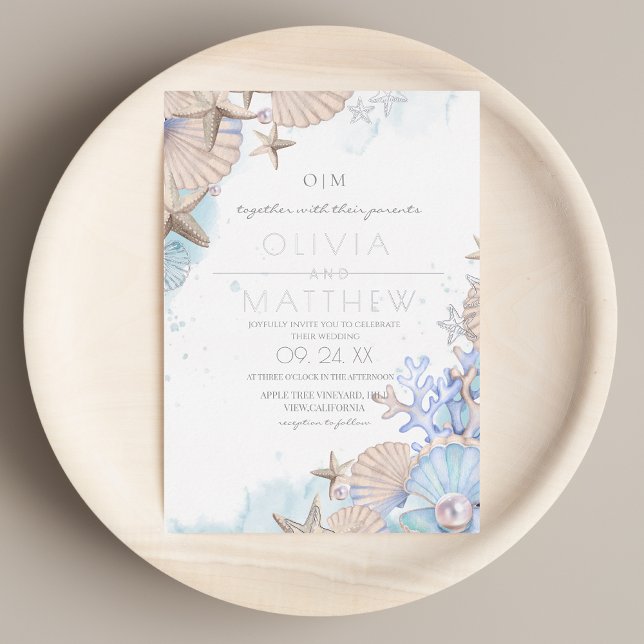 Soft Elegant Ocean Beach Wedding Invitation (Creator Uploaded)