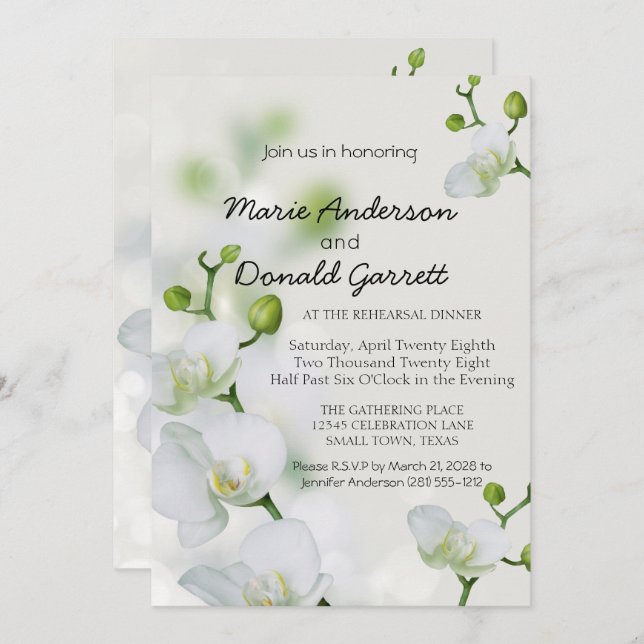 Soft Elegant Orchid Rehearsal Dinner (Front/Back)