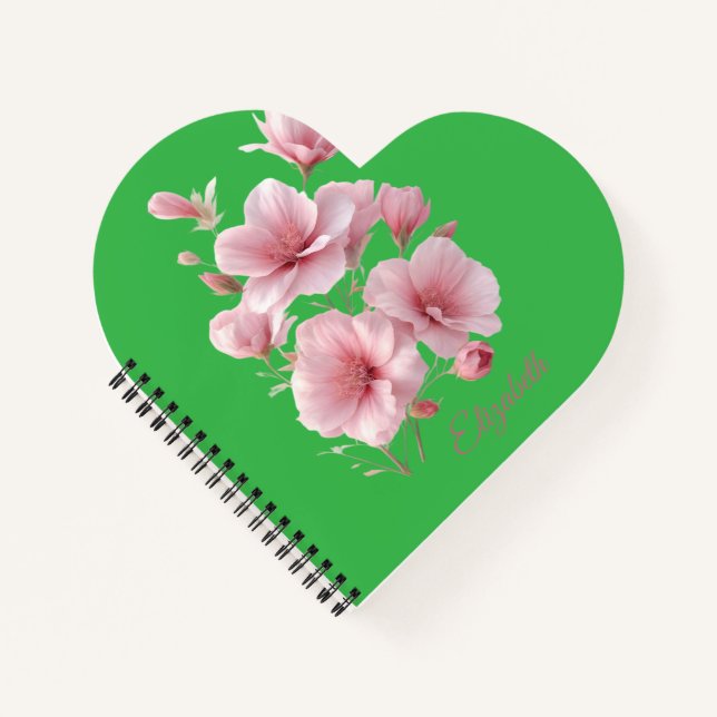 Soft Elegant Pink Floral Personalised Notebook (Front)