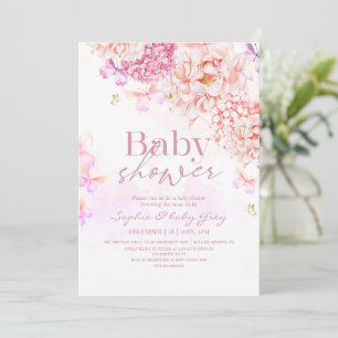 Soft & Elegant Pink Gold Floral Baby Shower Invitation