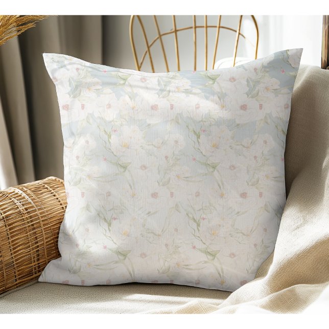 Soft Elegant White Floral Pattern  Cushion (Creator Uploaded)