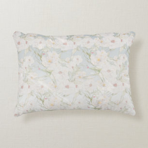 Soft Elegant White Floral Pattern Decorative Cushion