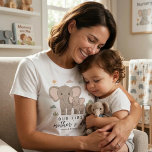 Soft Elephant Mom Baby First Mothers Day Art T-Shirt<br><div class="desc">This t shirt features a clean illustration of a mother and baby elephant in soft neutral tones. The simple layout creates a clear and easy-to-read design with a calm and minimal look. The design highlights a gentle motherhood theme while remaining visually balanced. You can modify the name and year on...</div>
