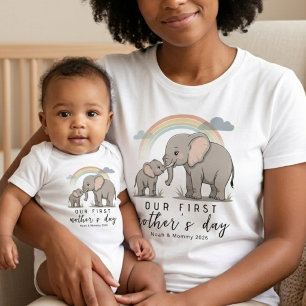 Soft Elephant Mom Baby Love First Mothers Day Art T-Shirt