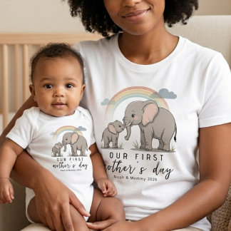 Soft Elephant Mom Baby Love First Mothers Day Art T-Shirt