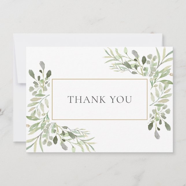 Soft Eucalyptus Greenery Wedding Thank You (Front)