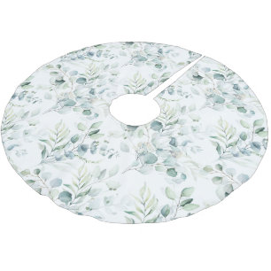 Soft Eucalyptus Pattern Brushed Polyester Tree Skirt