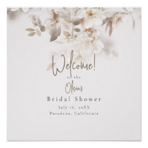 Soft Fall Leaves Bridal Shower Welcome Sign