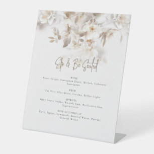 Soft Fall Leaves Sip and Be Seated Wedding Pedestal Sign