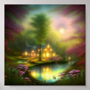 Soft fantasy cottage poster