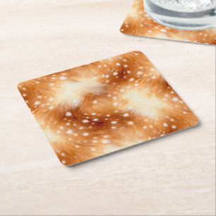 Soft Fawn Fur Cozy Woodland Square Paper Coaster