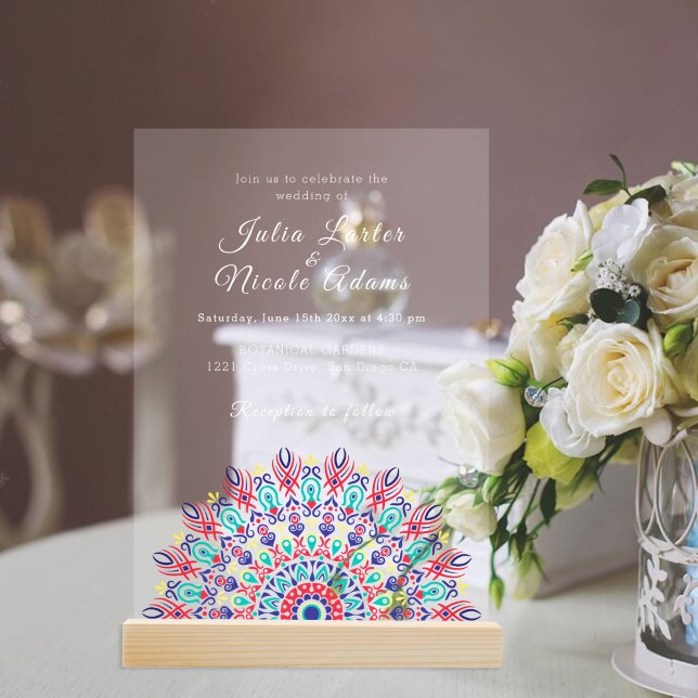 Soft Feather Dry Pampas Grass Mandala Wedding Acrylic Invitations (Creator Uploaded)
