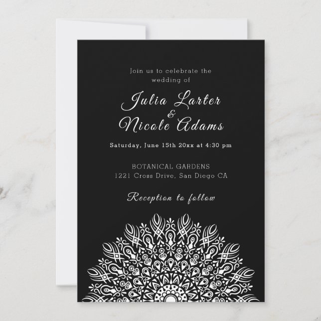 Soft Feather Dry Pampas Grass Mandala Wedding Invitation (Front)