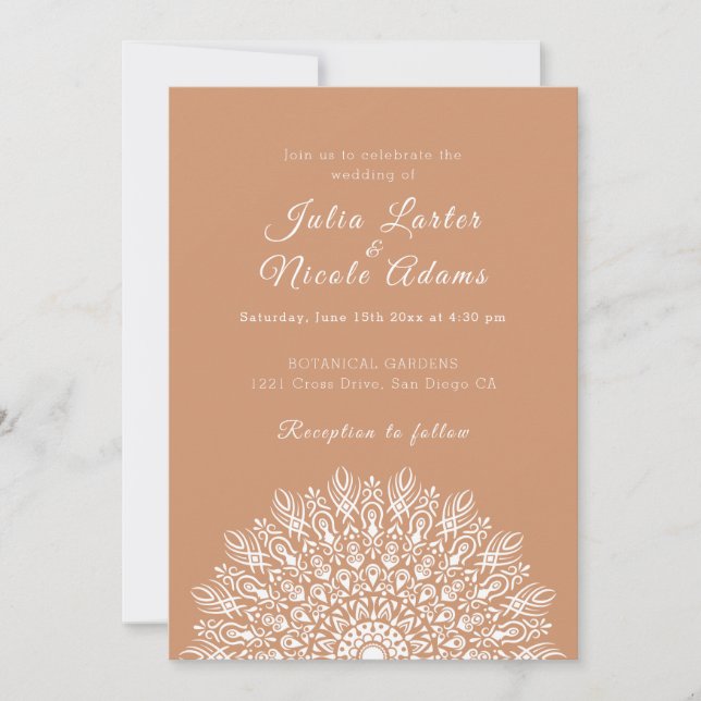 Soft Feather Dry Pampas Grass Mandala Wedding Invitation (Front)