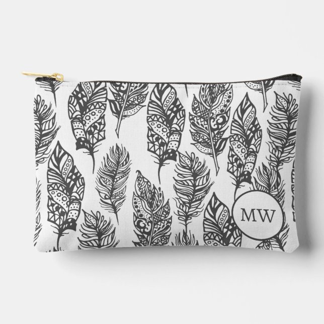 Soft Feathers Doodle 2 Accessory Pouch (Front)