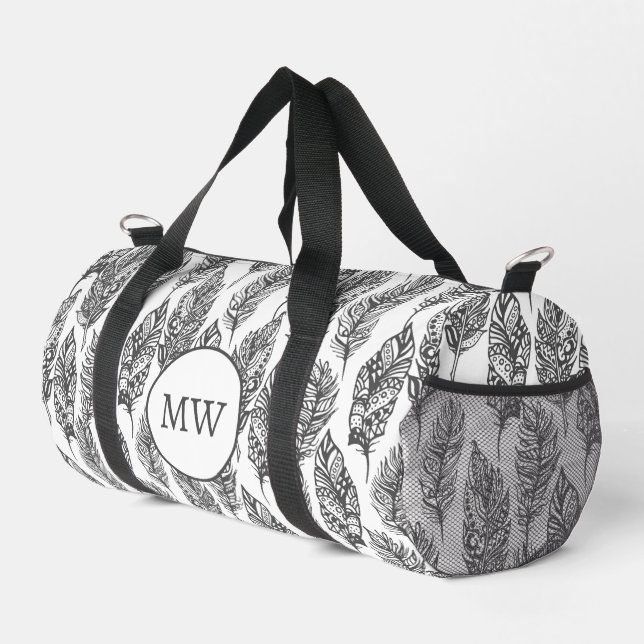 Soft Feathers Doodle 2 Duffle Bag (Right Corner)
