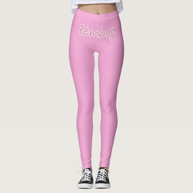 Soft Femboy Sissy Pink Leggings (Front)