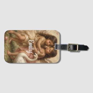 soft feminine angel cherub luggage tag