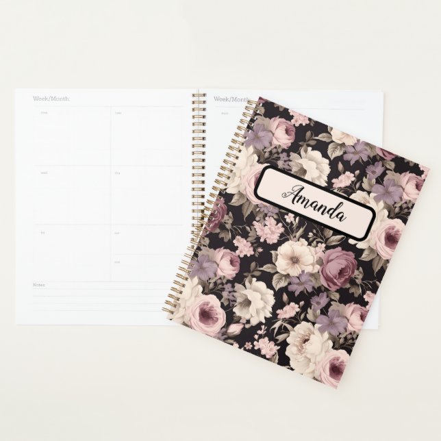 Soft feminine floral patterns tiny flowers planner (Display)