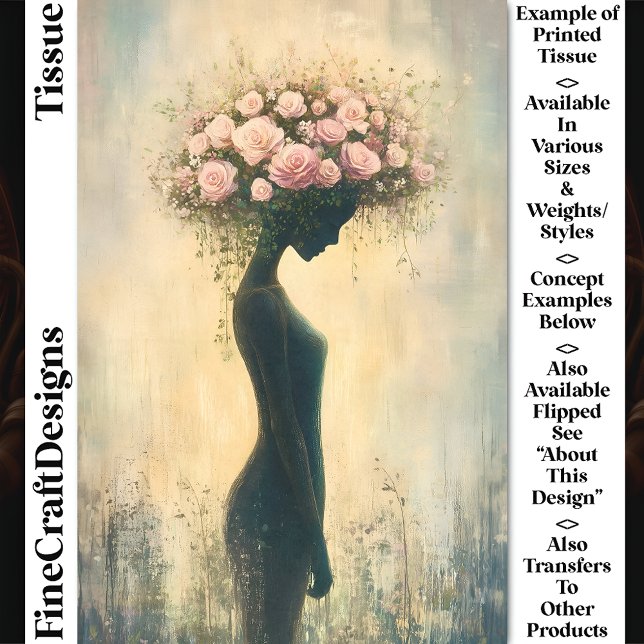 Soft Feminine Nature Spirit, Roses CZ3R Decoupage Tissue Paper (Creator Uploaded)