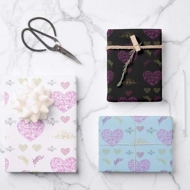 Soft Feminine Repeating Background Wrapping Paper Sheet (Front)