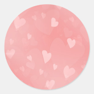 Soft Floating Pink Hearts Custom Classic Round Sticker