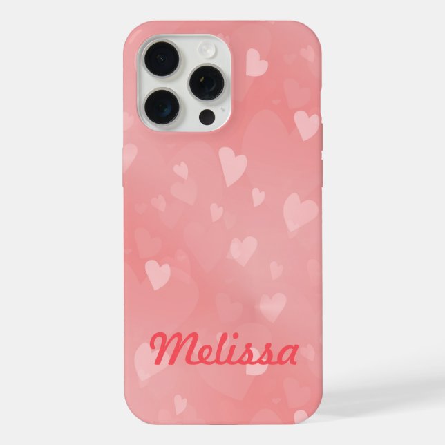 Soft Floating Pink Hearts Custom iPhone Case (Back)