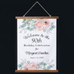 Soft Floral 90th Birthday Celebration Hanging Tapestry<br><div class="desc">A beautifully feminine welcome tapestry sign to celebrate a 90th birthday,  this design features bouquet borders of watercolor poppies,  roses,  eucalyptus and trailing greenery in pastel beige,  pink,  green and blue-green. Personalise the text template with your desired info.</div>