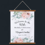 Soft Floral 90th Birthday Celebration Hanging Tapestry<br><div class="desc">A beautifully feminine welcome tapestry sign to celebrate a 90th birthday,  this design features bouquet borders of watercolor poppies,  roses,  eucalyptus and trailing greenery in pastel beige,  pink,  green and blue-green. Personalise the text template with your desired info.</div>