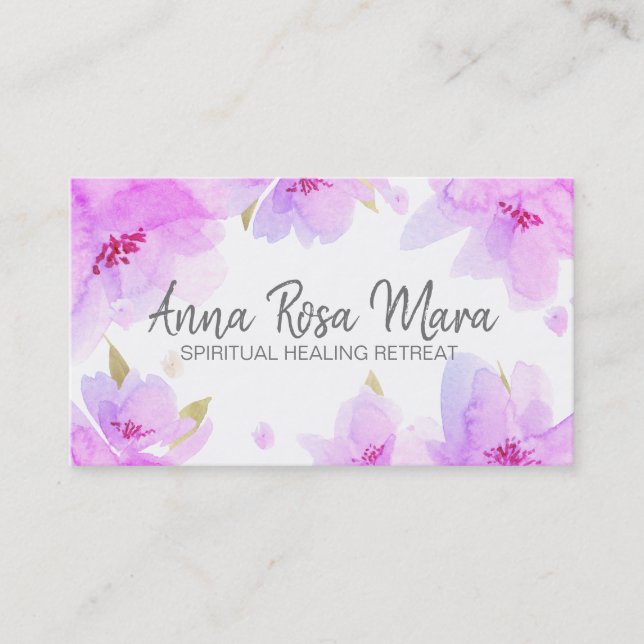 *~* Soft Floral Abstract Modern Watercolor Business Card (Front)