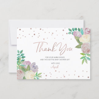 Soft Floral Baby Sprinkle Baby Shower Thank You Announcement
