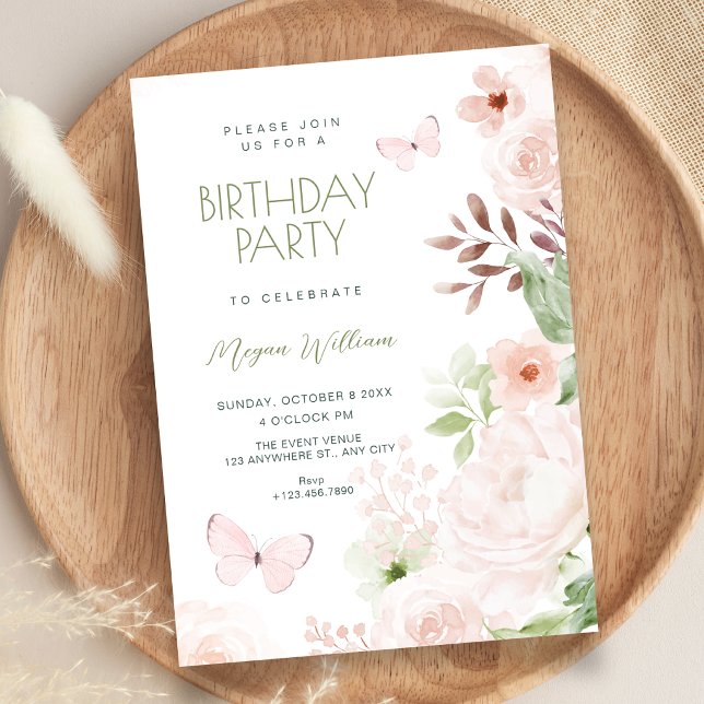 Soft floral birthday invitation (Creator Uploaded)