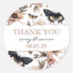Soft Floral Butterflies Classic Round Sticker