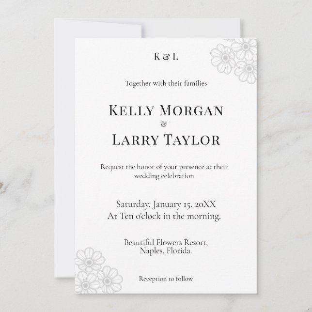 Soft Floral Elegance Minimalist Wedding Invitation (Front)