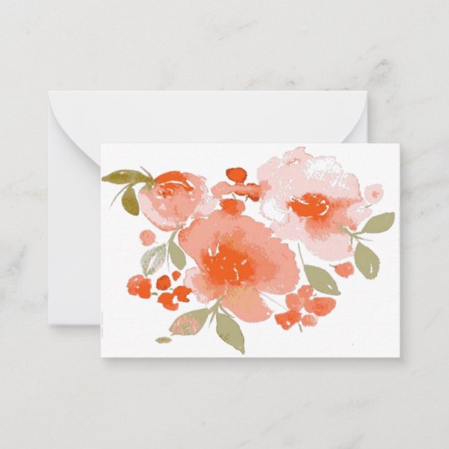 Soft Floral Flat Note Card (Front)