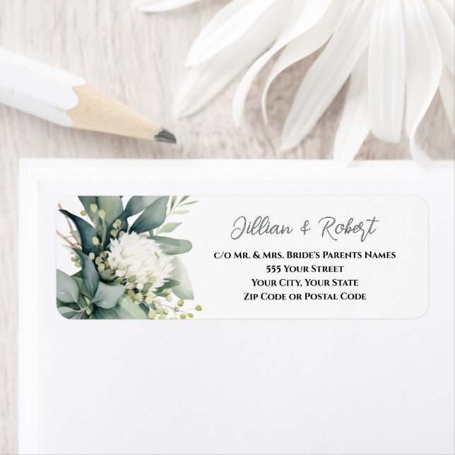 Soft Floral Greenery Wedding Return Address  (Insitu)
