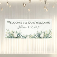 Soft Floral Greenery Welcome Wedding