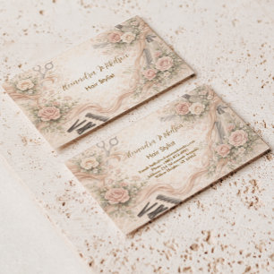 Soft Floral Hairstylist Business Card