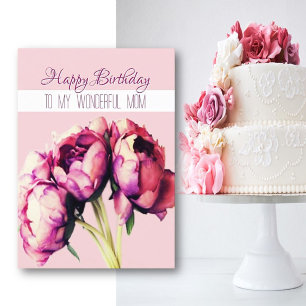 Soft floral Happy Birthday Mum Greeting Card
