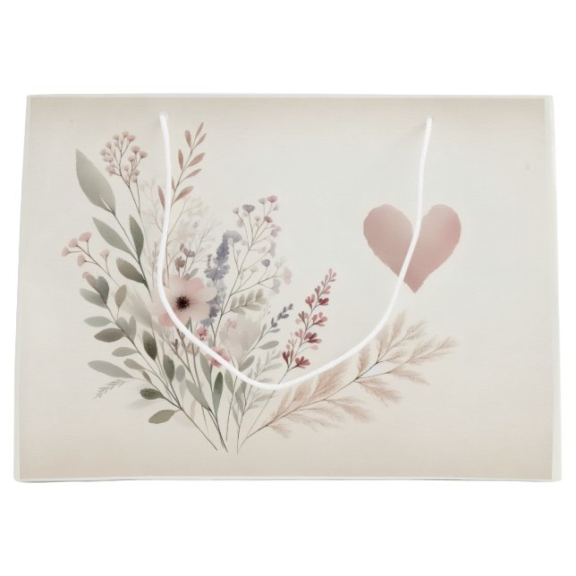 Soft Floral Heart Gift Bag (Front)
