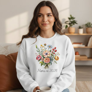 Soft Floral Mama Est Feminine Motherhood Style Sweatshirt