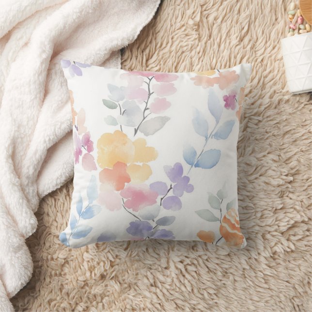 Soft floral pastels cushion (Blanket)