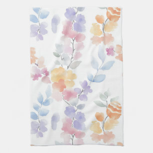 Soft floral pastels tea towel