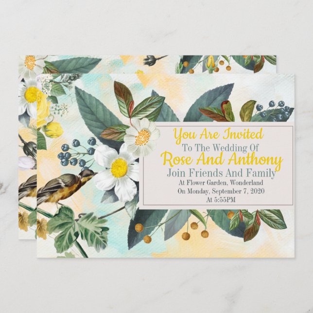 Soft Floral pattern invitation (Front/Back)