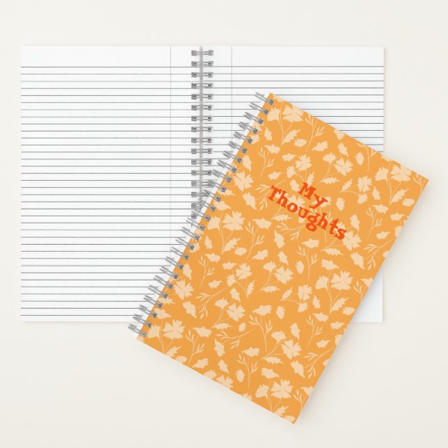 Soft floral patterns a orange background notebook (Inside)