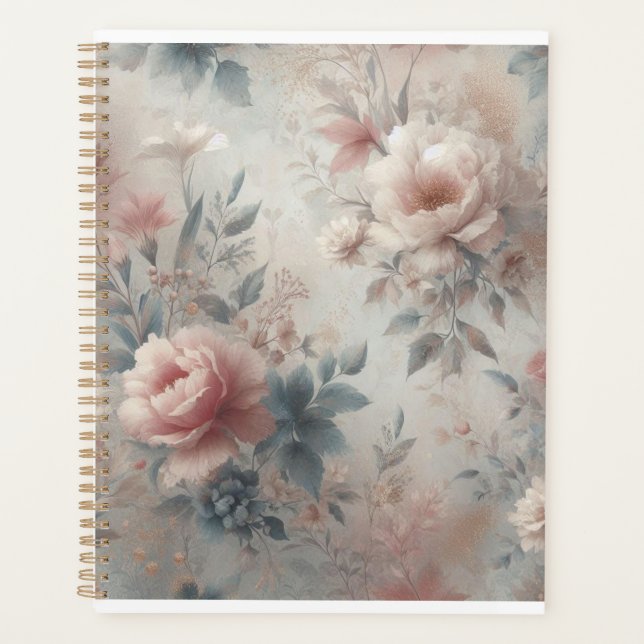 Soft Floral Planner – Pink & Gold Watercolor (Front)